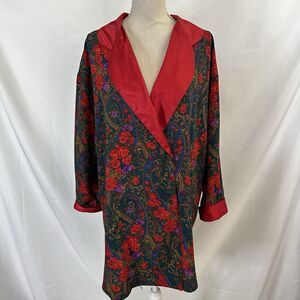 VTG 80s Victorias Secret Gold Label Robe LARGE Floral Silky